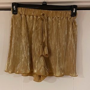 SHEIN metallic gold shorts
